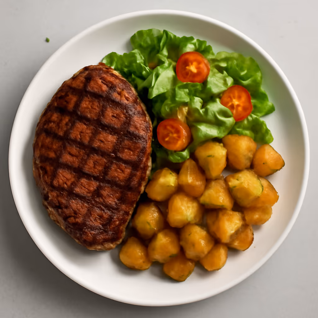 Стейк картопля салат