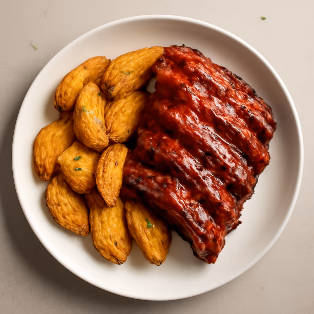 Запечені ребра з картоплею