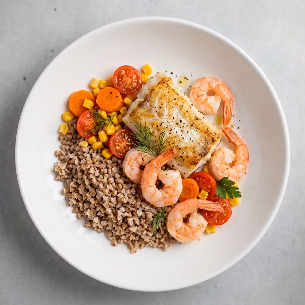 Buckwheat, Shrimp & Hake