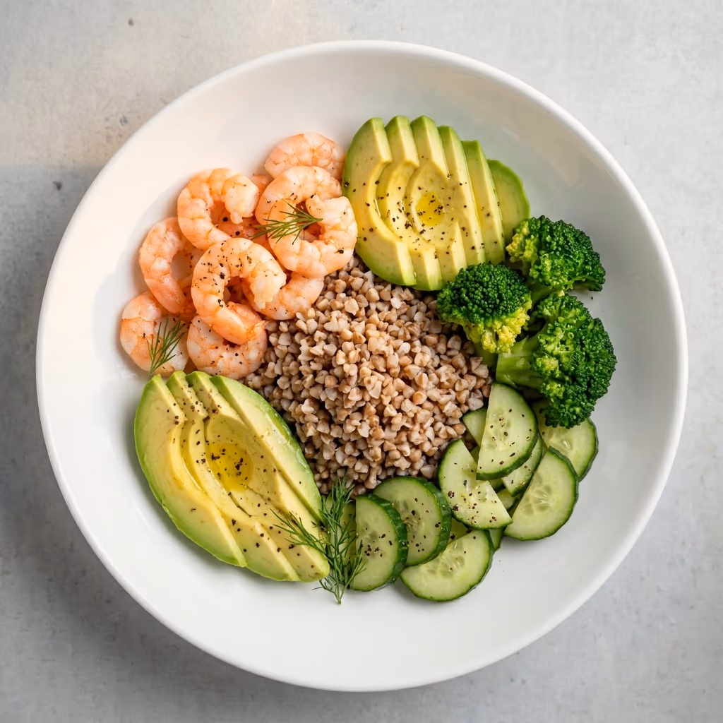 Buckwheat, Shrimp, Avocado