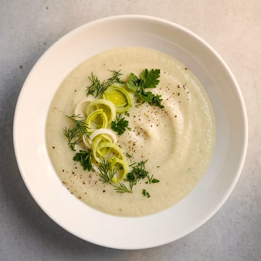 Celery and leek puree soup