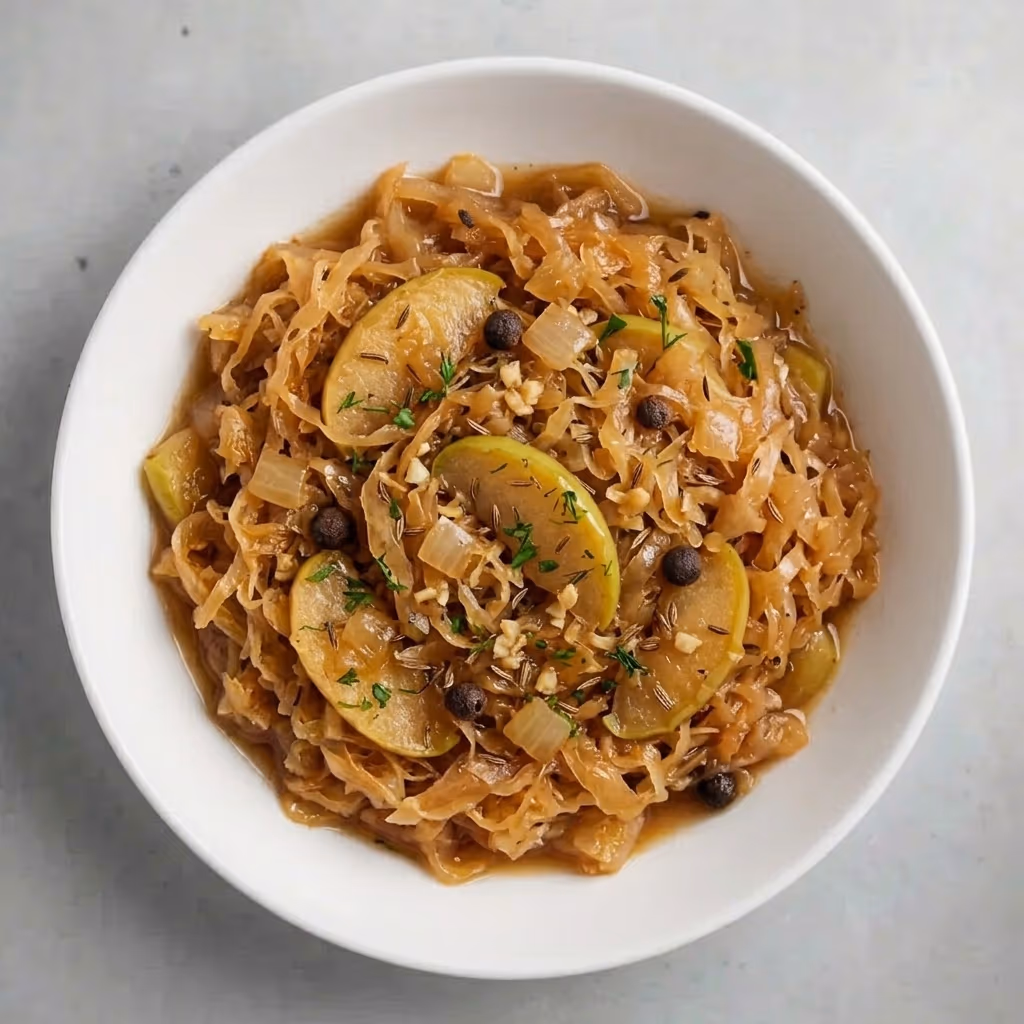 Sauerkraut stewed with apples