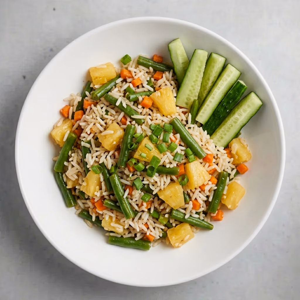 Rice with beans and pineapple