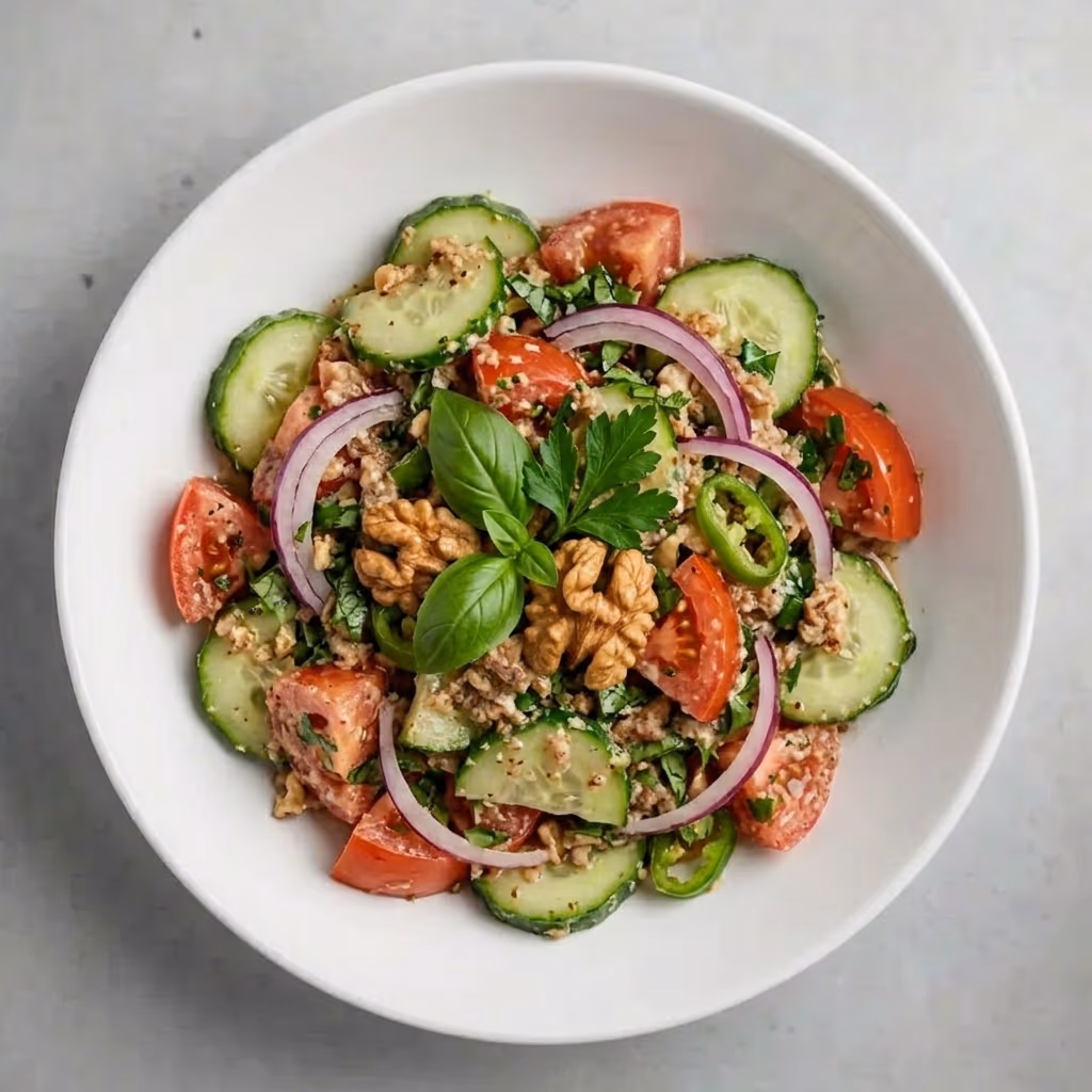 Tomato and Cucumber Salad with Walnuts