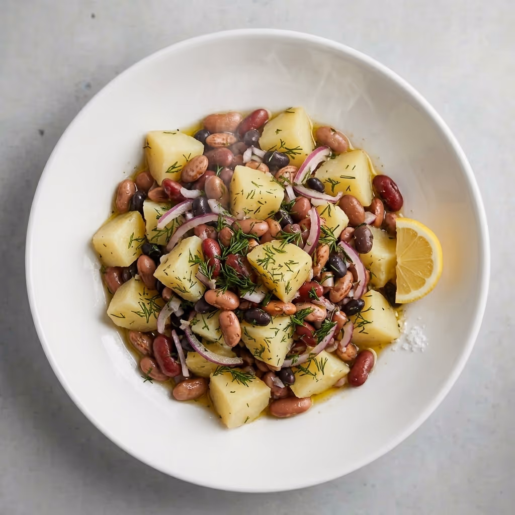 Warm potato and bean salad