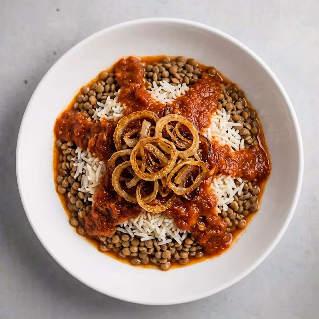 Layered lentils and rice