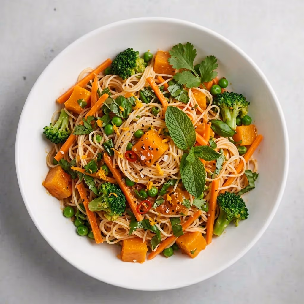 Pumpkin salad with rice vermicelli