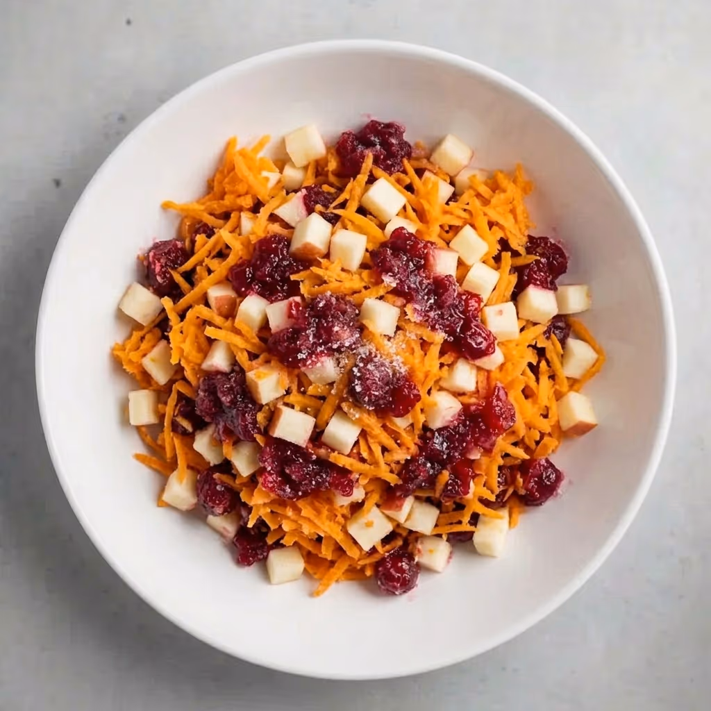 Pumpkin and apple salad with cranberries