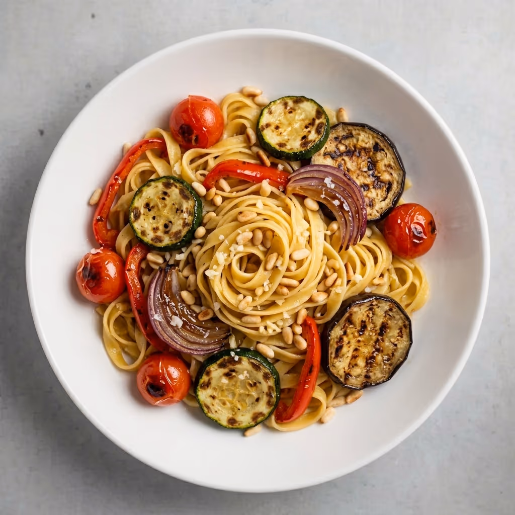 Tagliatelle with grilled vegetables