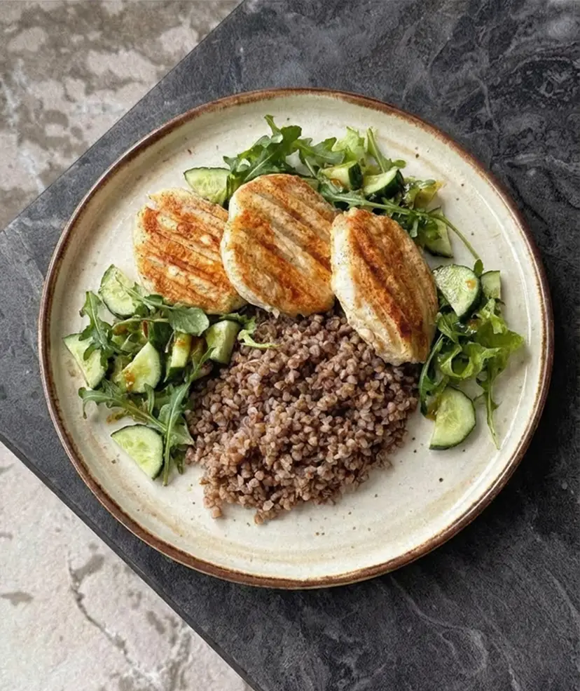 Гречка та куряча котлета