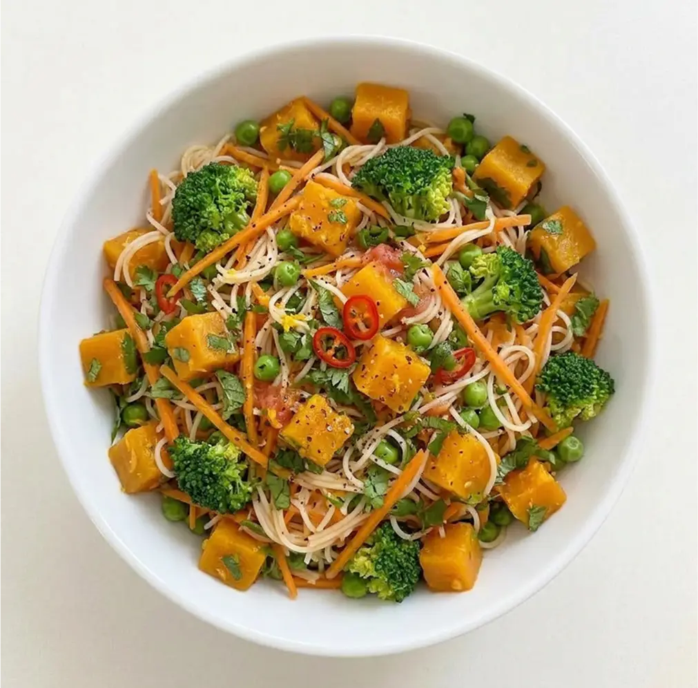 Гарбузовий салат із рисовою вермішеллю