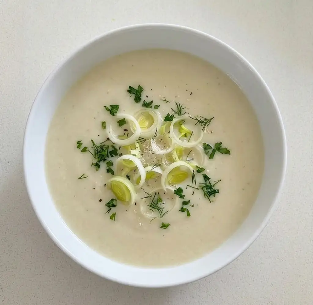 Суп-пюре із селерою та цибулею-пореєм