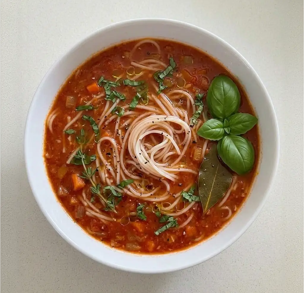 Томатний суп із рисовою локшиною