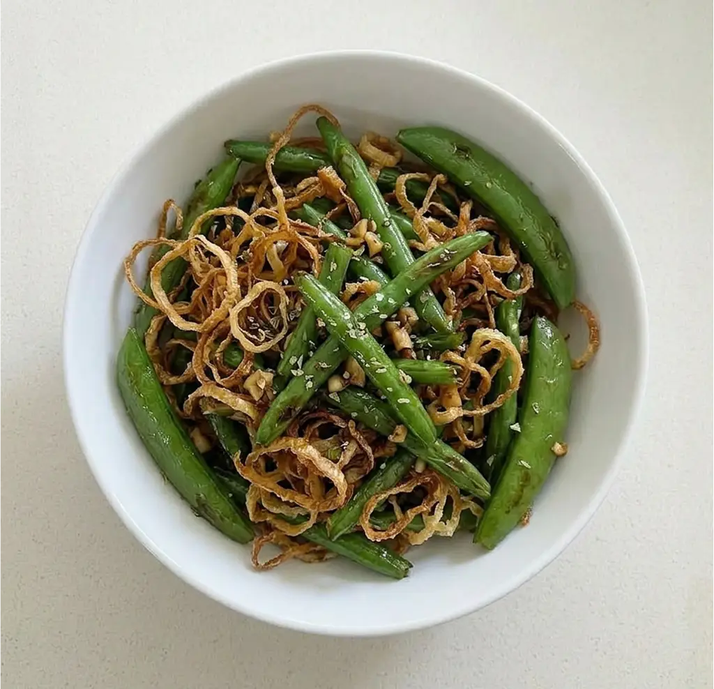 Стручкова квасоля і цибуля-порей у фритюрі