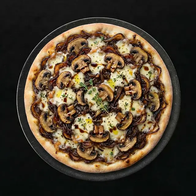 Піца з карамелізованою цибулею та грибами